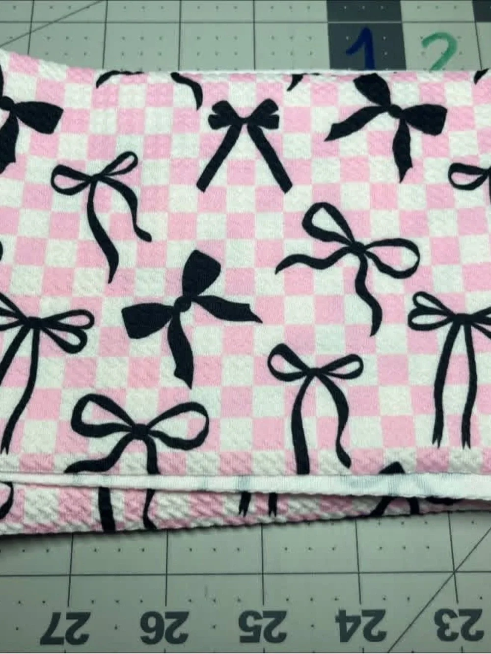 Pink Checker Bow Print Fabric